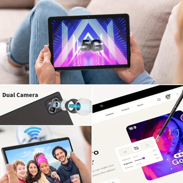 CRELNADER 10.1 Inch Tablet Android 13 Deca Core 6GB(3GB+ 3GB expand)+128GB Rom 2.4G/5G WiFi 5000mAh 1280x800 HD Touch Screen 5MP+13MP DUAL Camera 4G LTE with Case, Mouse, Stylus, Keyboard, 2in 1 Tablet PC