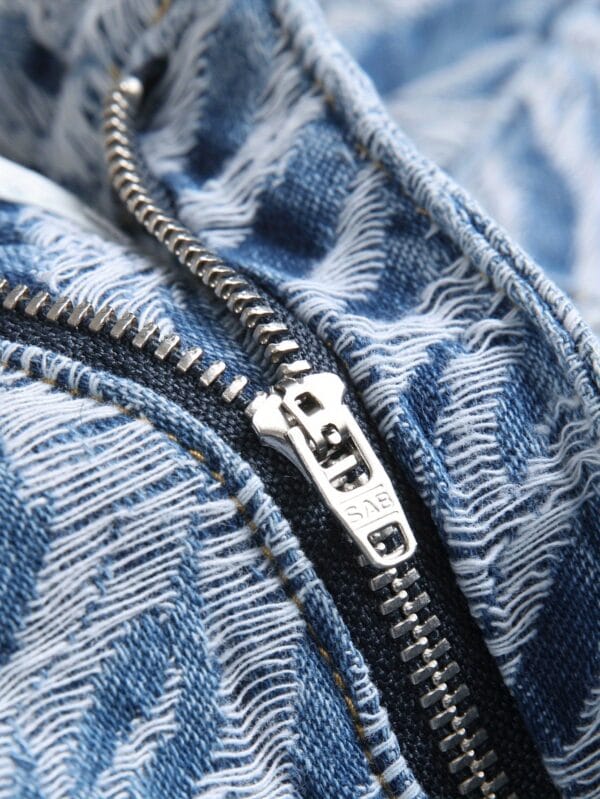 Men'S Light Wash Denim Shorts - Zebra Print Streetwear Style, Mid-Rise Casual Summer Shorts with Frayed Hem, Non-Stretch Fabric, Pockets for Casual Attire, Streetwear Shorts | Zebra Print Shorts | Frayed Hem Shorts