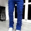 product-fancy-6fe4e136-fc4e-486f-9e71-d653712ec550 Men's Solid Loose Fit Stacked Frayed Jeans, Chic Street Design Stylish Male Bottoms For All Seasons