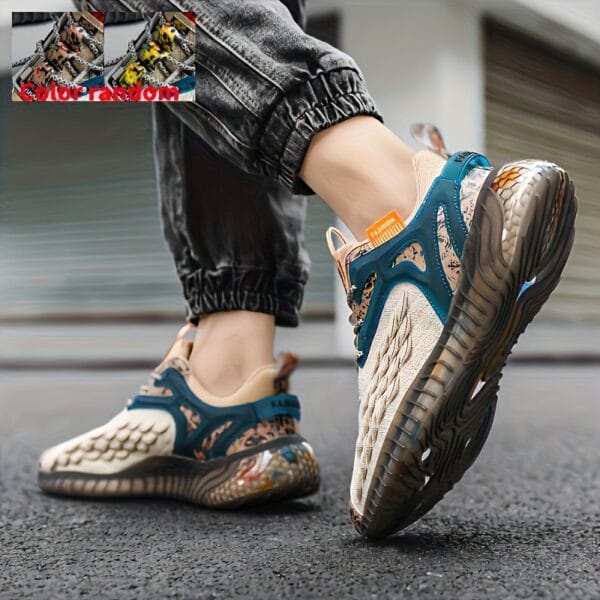 Men's Casual Athletic Sneakers - Breathable Fabric, Durable Rubber Sole, Lace-Up Low Tops with Fish Scale Design & Colorful Patterns for Everyday & Outdoor Wear