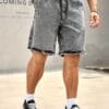 Men's Light Wash Distressed Casual Denim Shorts - Relaxed Straight-Leg Short Length with Frayed Hem & Belt Loops, Machine Washable Summer Shorts with Functional Pocket for Casual Attire (No-Stretch Denim Fabric)
