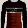 product-fancy-72fa2252-0d44-4126-8dde-56d4cd54d0ac Men'S Long Sleeve T-Shirt - Black to Brown Ombre with CALVIN Lettering, Stretch Comfort Fit for Everyday & Formal Wear, Spring/Fall Essential - CALVIN Apparel, Spring Fall Top, Modern Casual Tee, Smooth Texture Shirt