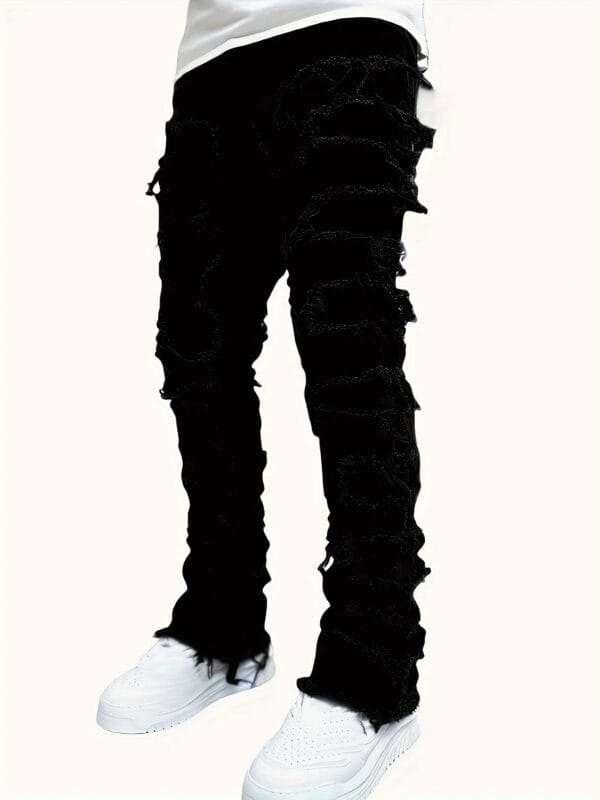 Men's Stretch Skinny Jeans - Slim Fit Stretch Pants, All-Season Formal & Casual Pants for Everyday Special Occasions, Versatile Clothing, Distressed Look, Comfortable Fit, Stylish Trousers, Young Adults