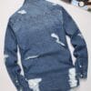Men'S Distressed Denim Shirt - Blue Washed Jean Look, Casual Street Style, Non-Stretch Fabric, Regular Fit for Spring/Fall