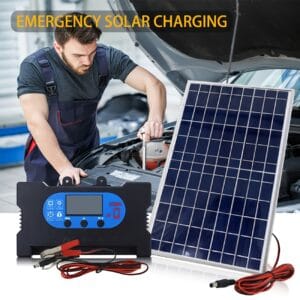 20W 12V Portable Solar Panel Kit with Controller - Durable Outdoor Solar Charging System for Camping, RVs, Boats, Pets, and More - Includes Alligator Clip Extension Cables, Outdoor Power Solution|Compact Solar Panel|EVA Encapsulated Panel, Solar Panel Battery