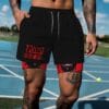 Men'S "Tokyo" Graphic Drawstring Basketball Shorts - Red with Skull Design, Casual Sportswear for Running, Yoga, Hiking & Outdoor Activities, Casual Sportswear|Skull Print Shorts|Stretchy Fabric