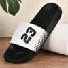 Men'S Slip-On Indoor Slippers - Comfortable PVC Upper & EVA Sole, Black with Bold "58.42cm Design, Perfect for Home, Beach, and Casual Wear, House Slippers
