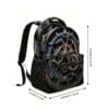 1pc Steampunk Clock Backpack - Adjustable Shoulder Straps, 2D Flat Printing, Mechanical Design, Perfect for Teens & Adults, Casual Outing Gear, Everyday Backpack | Vintage Backpack | Durable Backpack