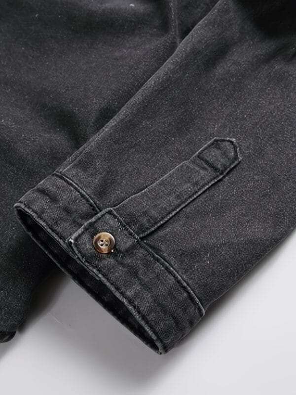 Men'S Casual Denim Shirt - Solid Color, Distressed Ripped Look, Button-Up Front Placket, Loose Fit Long Sleeve with Drop Shoulder Design, Perfect for Weekend Casual, Casual Wear Shirt | Casual Style | Denim Construction