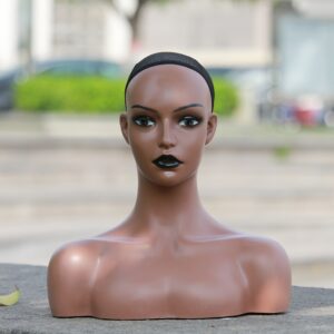 Realistic Mannequin Head with Shoulders for Wigs Hats Scarves Pendants Fashion Glasses Headphones Masks Display, Head Mannequin with Stand, Braiding Mannequin Head, Large Mannequin Head, Accessory Showcase, Wig Display, Braided Hair, Stylish Display, Highquality Material, Smooth Finish, Headstand Mannequin, Shoulder Display, Wig Sellers, Salon Professionals