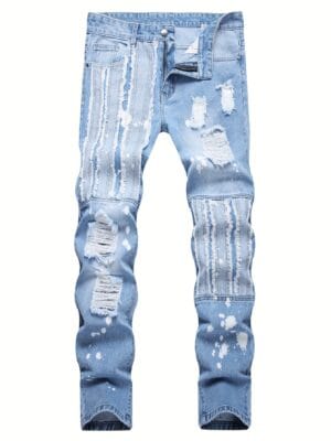product-fancy-778f7496-afac-4a1b-870e-fca78995a119 Men's Trendy Straight Denim Jeans with Holes