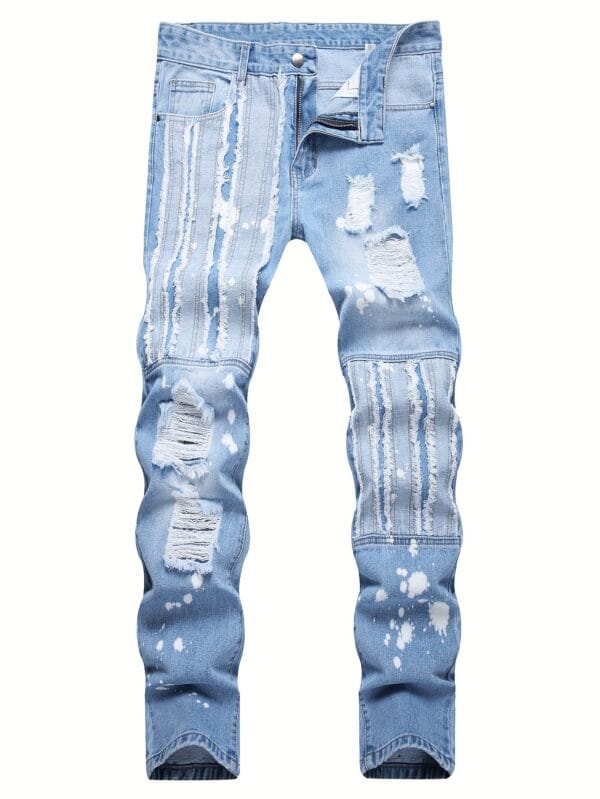 Men's Trendy Straight Denim Jeans with Holes