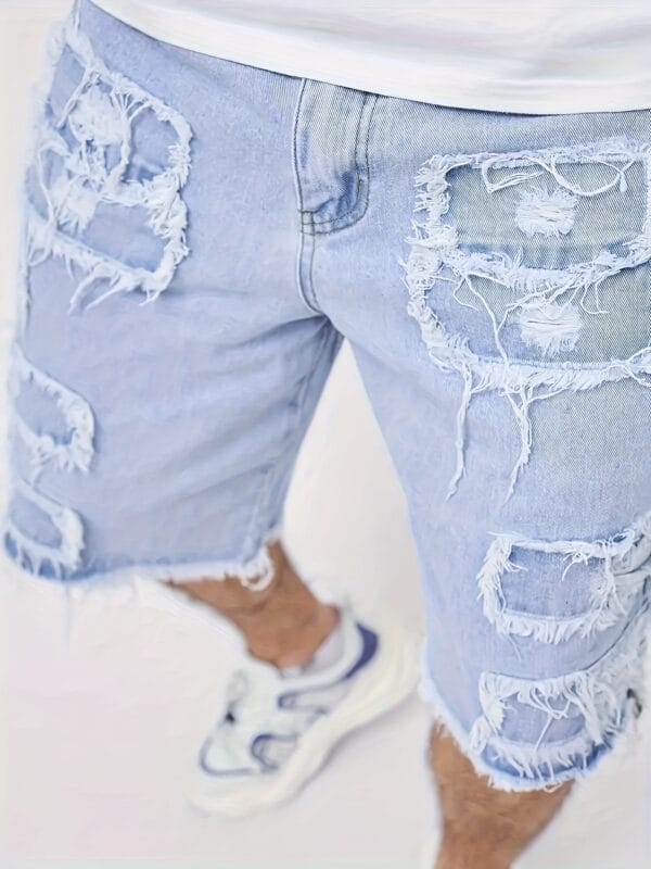 product-fancy-77d4bb1f-9db5-4429-8684-d0ea2549a43c Men's Vintage Distressed Jeans Shorts - Non-Stretch Denim Frayed hole Casual Pants, Machine Washable Everyday & Formal Outfits for Men