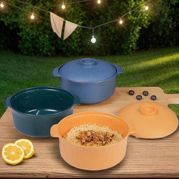 1pc Durable Non-Slip Microwave Safe Salad Bowl with Lid, New Shape, Reusable, PP, Round, Rust Resistant, for Grain, Pasta, Picnic, RV Camping Kitchen, Holiday