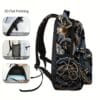 1pc Steampunk Clock Backpack - Adjustable Shoulder Straps, 2D Flat Printing, Mechanical Design, Perfect for Teens & Adults, Casual Outing Gear, Everyday Backpack | Vintage Backpack | Durable Backpack