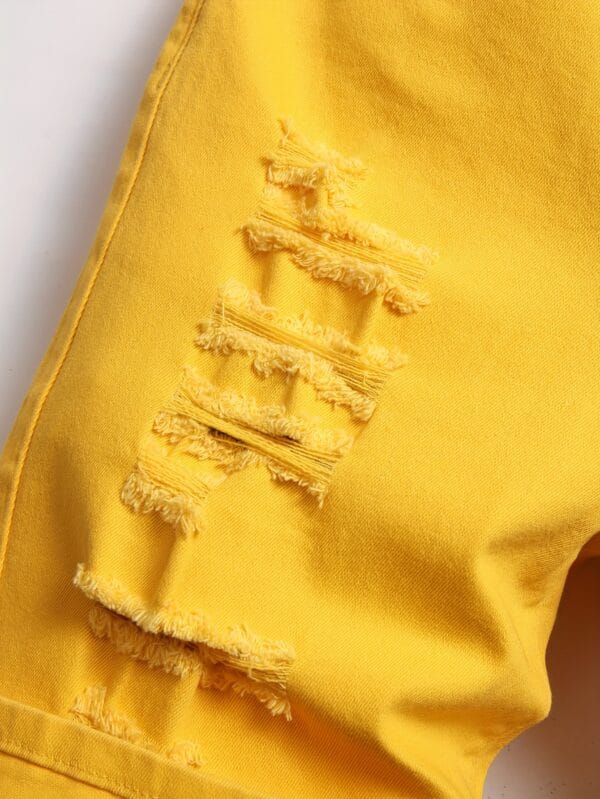 product-fancy-784afaff-10dd-4999-8874-4778a00e9d2d Spring-Summer New Fashion Trend Men's Straight-Leg Stretch Denim Shorts, Yellow Casual Pants