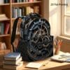 1pc Steampunk Clock Backpack - Adjustable Shoulder Straps, 2D Flat Printing, Mechanical Design, Perfect for Teens & Adults, Casual Outing Gear, Everyday Backpack | Vintage Backpack | Durable Backpack
