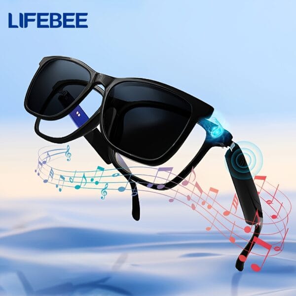 LIFEBEE New Unisex Smart Wireless Glasses, Multifunctional Glasses, Wireless Calls, Music Playback, Outdoor Sports Headphones, Long Battery Life