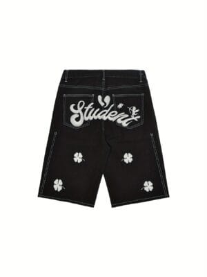 Embroidered Casual Shorts, Letter Embroidery Denim Shorts, y2k Denim Shorts