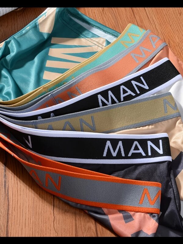 6pcs Ice Slippy Fiber Fabric Lightweight Men's Premium Printed Letter Boxer Briefs