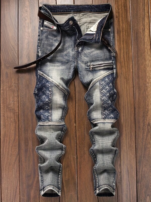 product-fancy-7cc844ee-d94d-4da8-91e3-cfd39ff6a07a Middle Eastern Autumn European & American Trendy Denim Jeans for Men - Embroidered Slim Fit Skinny Pants, Retro Vintage Youth Patchwork Casual Long Trousers with Zipper