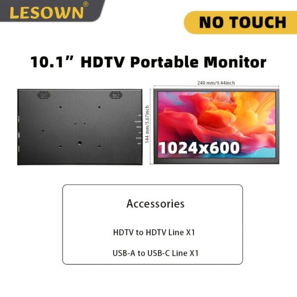 product-fancy-7d969840-d28c-45c9-9731-b3508fb0c5f4 LESOWN 10 Inch Monitor Small HDTV Monitor IPS Screen Portable Wide Secondary Display 1024x600 Resolution Small HDTV Extended Screen 10.1 inch Display External Laptop PC Monitor Build In Speakers VESA for PC Windows Raspberry Pi Gaming CCTV Raspberry Pi PC Computer Monitor HDTV USB Input Black Monitor Free Driver