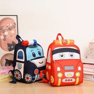product-fancy-7db04a07-1143-42c1-be1d-3eff258897ea Kids' Cartoon Police Car 3D Lightweight Backpack - Adjustable Strap, Zipper Closure, Polyester Lining, Colorful Design for Outings and School, School Backpack | Fun Design Backpack | Polyester Lined Backpack, Travel Backpac