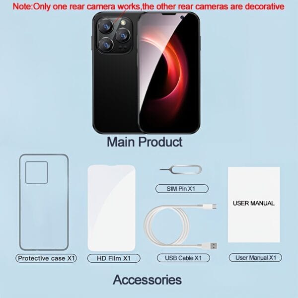 XS18 Pro Mini Smartphone 3, 0" Compact Phone with Face Recognition, 2GB RAM/16GB ROM, 3G Network, Battery, USB-C Charging, Android 9, 0, Pink, Small Phone, Everyday Phone, Sleek Phone, Durable Phone