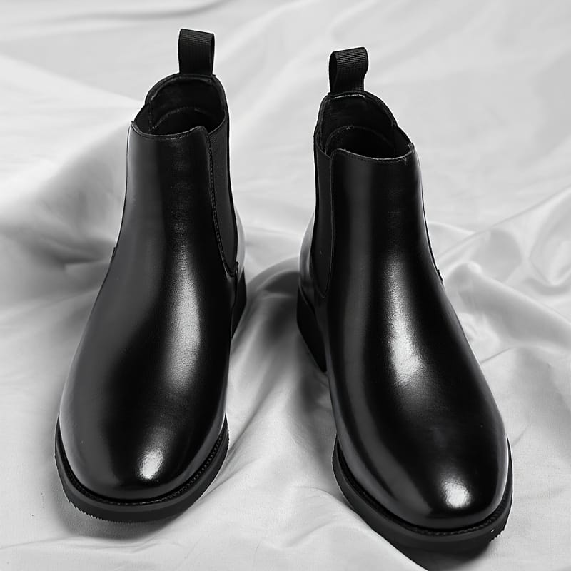 7SJ7-2 Men'S Plus Size Casual Chelsea Ankle Boots - Comfortable, Lightweight, All-Season Slip-On Square Toe Short Boots with Rubber Sole and Microfiber Upper - Ideal for Outdoor Activities and Casual Attir