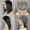 A 13X4 Lace Front Human Hair Wig Featuring a Short Straight Bob Style, Complete with Baby Hair And Pre-Plucked HD Lace. This Brazilian Remy Human Hair Wig for Women Has a Density of 150%.