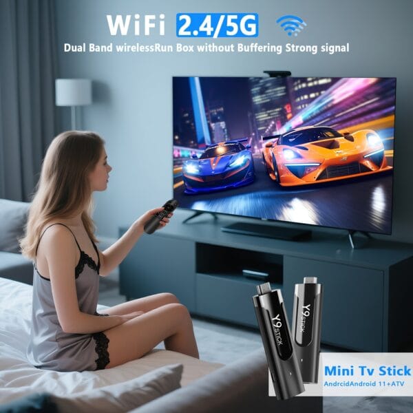 M98-Y9 Compact Portable HD TV Stick - USB-Powered Wireless Smartphone Compatible with Android 13.0, 4K Resolution, Compact Design for Streaming & Entertainment
