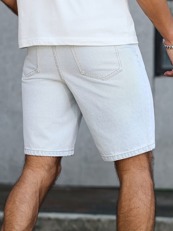 Men's Light Blue Jeans - Non-Stretch Straight-Leg Casual Shorts, Machine Washable Everyday Pants for Office, Outings & Social Events - Classic Denim Shorts for Men, Office Attire, Timeless Design, Quality Stitching, Summer Wardrobe