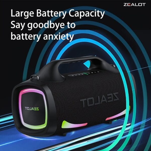 ZEALOT S79 Wireless Speakers, Outdoor Portable Subwoofer Speaker, IPX 5, Wireless Speaker, Dual Pairing, Long Battery Life, 36Hours Playtime Loud Stereo, Booming Bass. Charging Cable, Connect with Mobile Phone/Tablet/TV. for Home, Car, Outdoor, Camping, PartyBox.