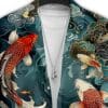 Men'S Casual Short Sleeve Button-Up Shirt with 3D Koi Fish Print – Symbol of Good Luck, Prosperity, and Courage – Perfect for Daily Wear, Summer Collection, Casual Attire|Traditional Collared Shirt|Printed Koi Design