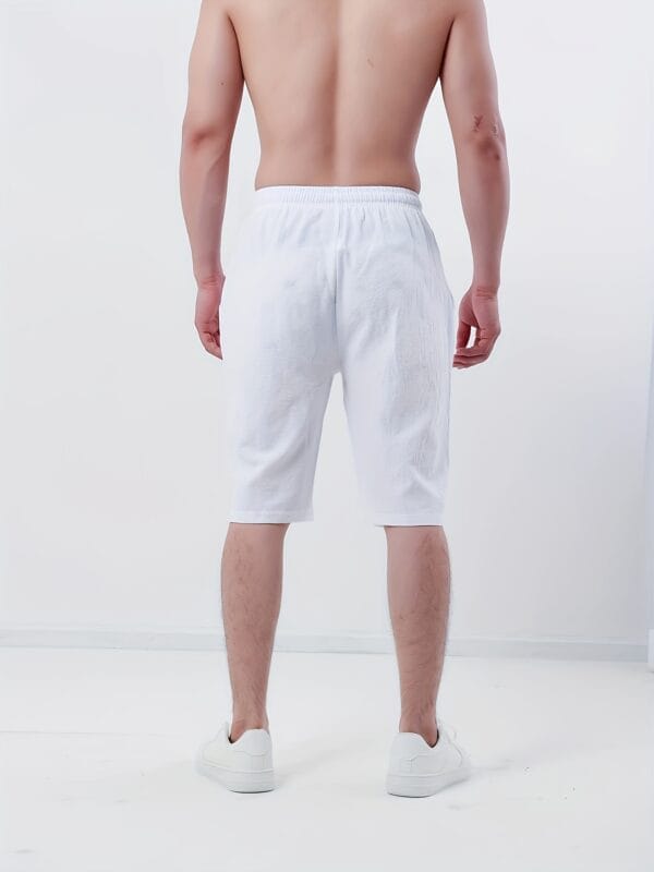 product-fancy-8508c06e-5840-407f-8a97-2b24d184b3b7 4pcs Men'S Casual Summer Shorts - Loose Fit, Mid-Rise with Drawstring, Solid Color (White, Black, Light Blue, Beige) for Beach & Outdoor Activities, Beach Shorts, Relaxed Style, Nonstretch Fabric