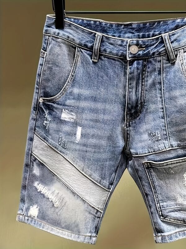 Men'S Non-Stretch Faux Denim Shorts - Lightweight Loose Fit Streetwear Pants with Multiple Utility Pockets, Non-Stretch Faux Denim for Everyday & Formal Outfits - Urban Fashion Casual Shorts, Faux Denim Shorts, Street Style, Trendy Design, Sturdy Construction, Streetwear Lovers, Summer Outfit, Durable Construction, Young Adults