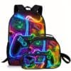 Cool colorful game controller Black bag three-piece set