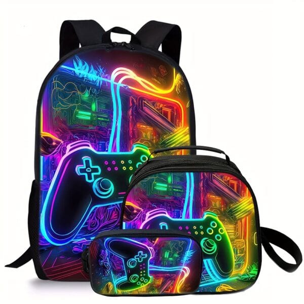 Cool colorful game controller Black bag three-piece set