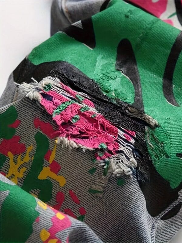 product-fancy-864a7be2-6cdf-406e-9f4e-6fd1809a932d Men'S Streetwear Graphic Print Jeans - Stretch Denim with Colorful Graffiti Design, Ripped Knee & Crotch, Straight Leg Fit, All-Season Casual Pants, Streetwear Fashion | Graffiti Print Jeans | Stretch Denim Fabric