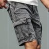 Men'S Classic Straight-Leg Faux Denim Shorts - Non-Stretch Faux Denim, Functional Pocket, Everyday Casual & Formal Outfits - Timeless Straight Leg Fit for Faux Denim-Wearing Months - Sizes S-2XL (Men'S Pants), Shorts Faux Denim, Versatile Clothing, Durable Fabric