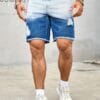 Men's Casual Straight-Leg Denim Shorts - Distressed Light Blue Wash, Relaxed Fit with Pockets, Machine Washable Summer Casual Wear, Shorts Jeans, Pocketed Swimwear, Shortlined Swimwear, Solid Color Design, Durable Fabric