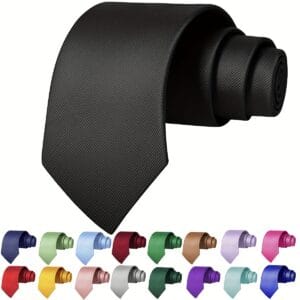 Men'S Black Textured Tie - Versatile Solid Business Tie for All Seasons, Woven Fabric, Stylish Neckwear|Classic Tie Design|Woven Texture