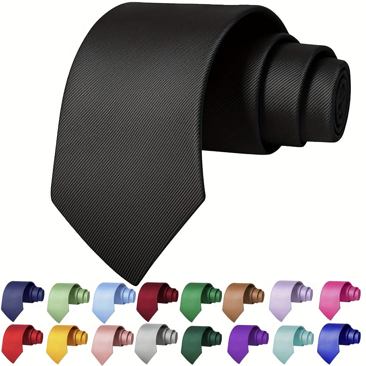 Men'S Black Textured Tie - Versatile Solid Business Tie for All Seasons, Woven Fabric, Stylish Neckwear|Classic Tie Design|Woven Texture