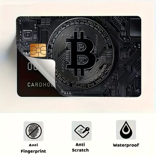 1pc Dark Night Black Bitcoin Credit Card Sticker, Single-Sided Bank Card Skin Protection Decorative Sticker, Suitable for EBT, Transportation, Keys, Credit Cards, Debit Cards, Protect Bank Cards, Etc. - Universal for Four Seasons