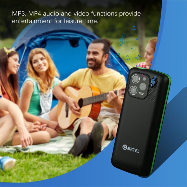 MKTEL M51 Feature Phone with Dual SIM, FM Radio, Flashlight, 1800mAh Long-Lasting Battery, 1.77" HVGA Display, Camera - Compatible with Charger, Black/Teal Blue/Green/Red - Basic Smartphone Replacement for Heavy Users, Everyday Communication Device, Simple Interface, Sturdy Design, Smart Mobile Phone, Budgetconscious Buyers