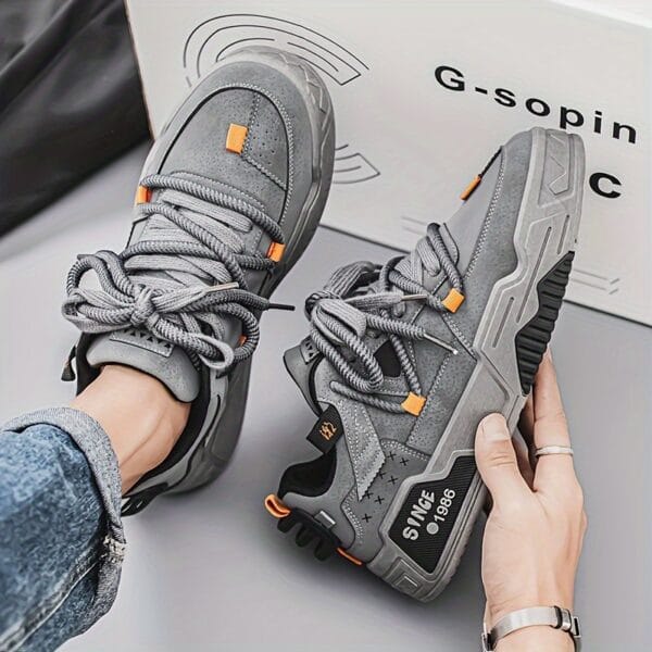 Men's Fashion Skate Sneakers - Comfortable, Non-Slip & Breathable Lace-Up Shoes with Rubber Sole for All Seasons
