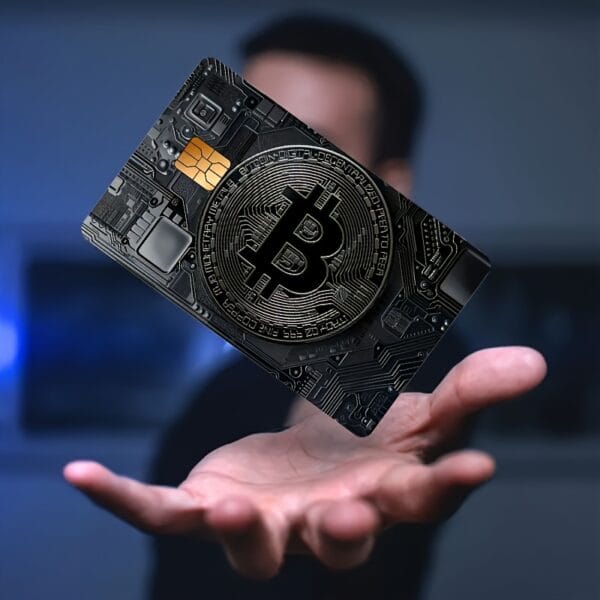 1pc Dark Night Black Bitcoin Credit Card Sticker, Single-Sided Bank Card Skin Protection Decorative Sticker, Suitable for EBT, Transportation, Keys, Credit Cards, Debit Cards, Protect Bank Cards, Etc. - Universal for Four Seasons