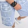 product-fancy-93c813c2-189a-499e-b54b-909c301b5ed0 Men's Vintage Distressed Jeans Shorts - Non-Stretch Denim Frayed hole Casual Pants, Machine Washable Everyday & Formal Outfits for Men