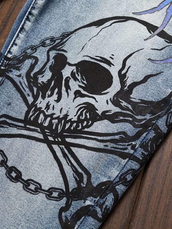 product-fancy-94e710fc-f002-4439-af00-91db08e24b7b Men's Punk Jeans - Skinny fit Stretch Blue jeans with, Zipper Closure, Machine Washable - for Concerts, Nightclubs, Streetwear - Edgy Gothic Punk Rock Look