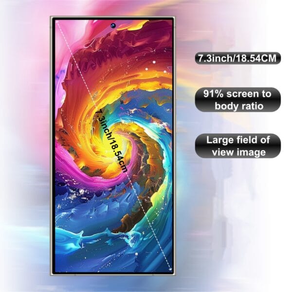 Unlocked Large-Screen Smart Phone, All-New Global Android 5G Phone, Featuring a 7.3-Inch Extra-Large HD Display, 8GB + 256GB Storage, 5800Mah High-Capacity Battery, 16MP + 24MP Cameras, Android 13 System with an 8-Core Processor.